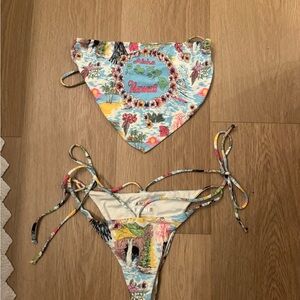 Frankie's Bikinis Kids Tropical Print Bib and Bikini Set